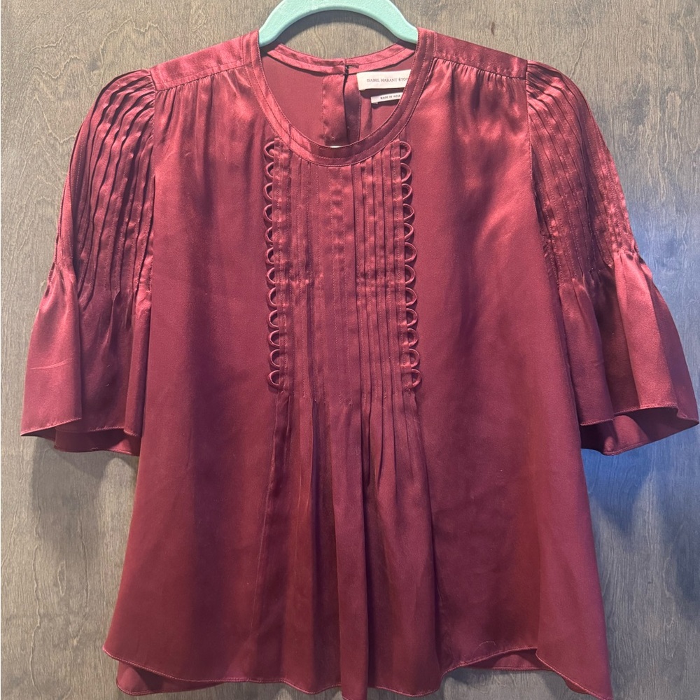 Isabel Marant Étoile Deep Red Maroon Silk Blouse